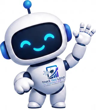 Leap, the Take The Leap AI assistant, waving hello